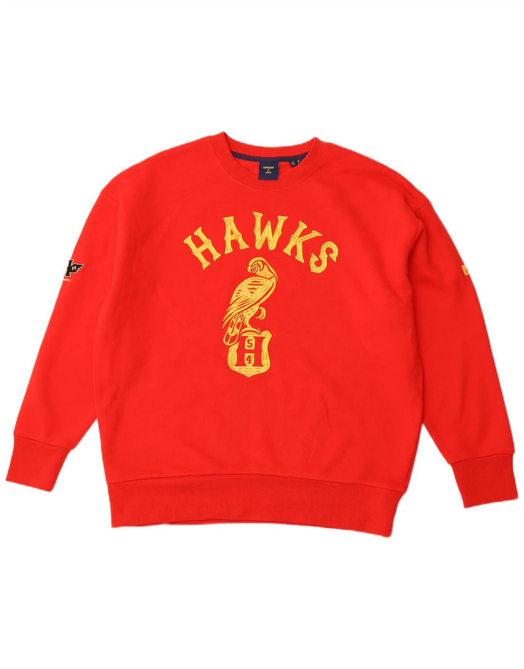 SUPERDRY Herren Hawks Graphic Sweatshirt-Pullover, Größe L, aus roter Baumwolle