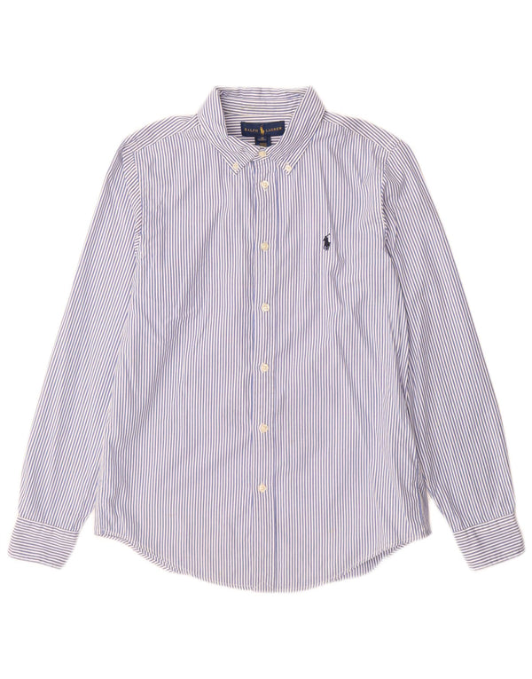 Ralph Lauren Jungen-Hemd mit individueller Passform, 15–16 Jahre, blaue Nadelstreifen-Baumwolle