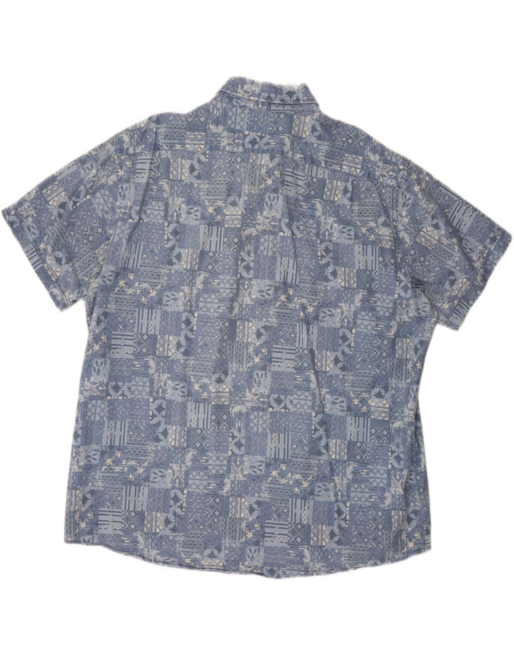 BRAX Mens Modern Fit Short Sleeve Shirt Size 47/48 3XL Blue Patchwork Vintage Brax and Second-Hand Brax from Messina Hembry 