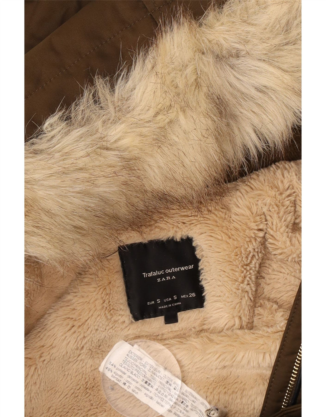 Zara Damen Trafaluc Übergroße Sherpa Parka Jacke UK 10 Small Braun