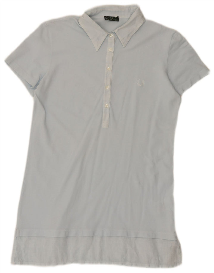 Fred Perry Damen Polokleid UK 12 Mittelblaue Baumwolle