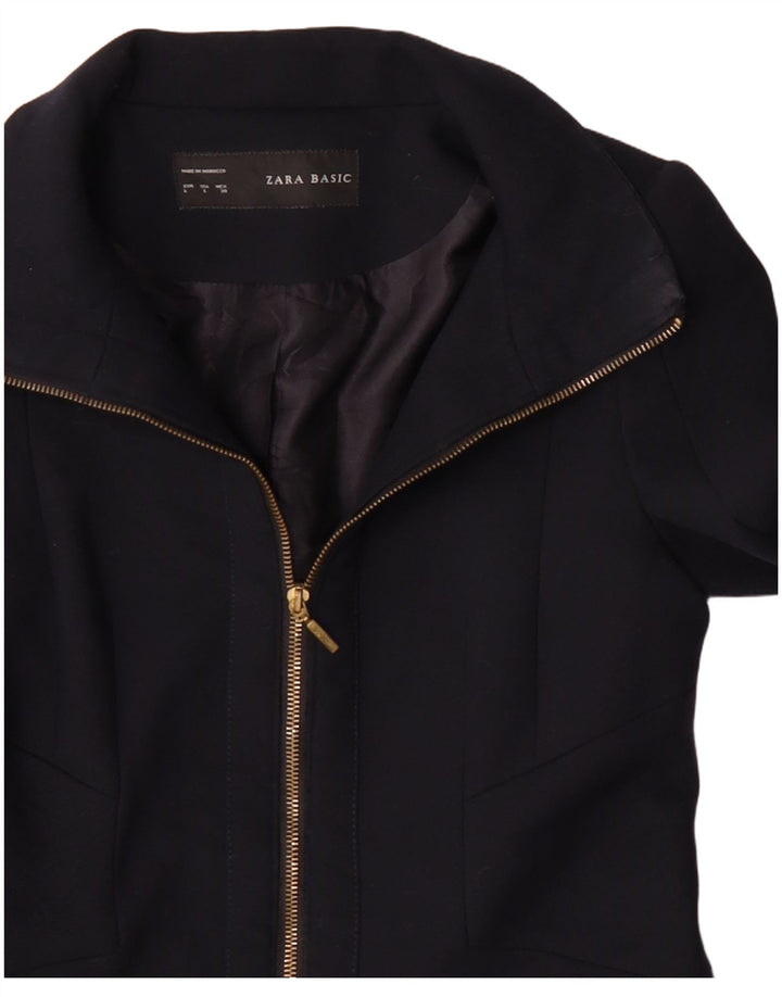 Zara Damen Mantel UK 14 Large Marineblau Polyester