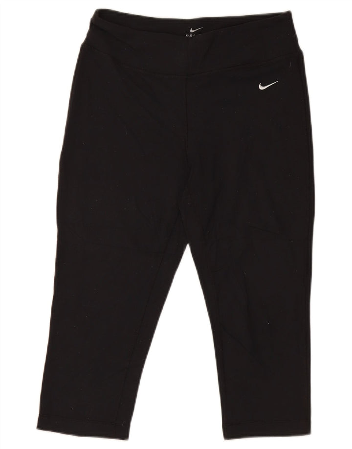 Nike Womens Dri Fit Capri Leggings UK 14 Medium Schwarz Polyamid