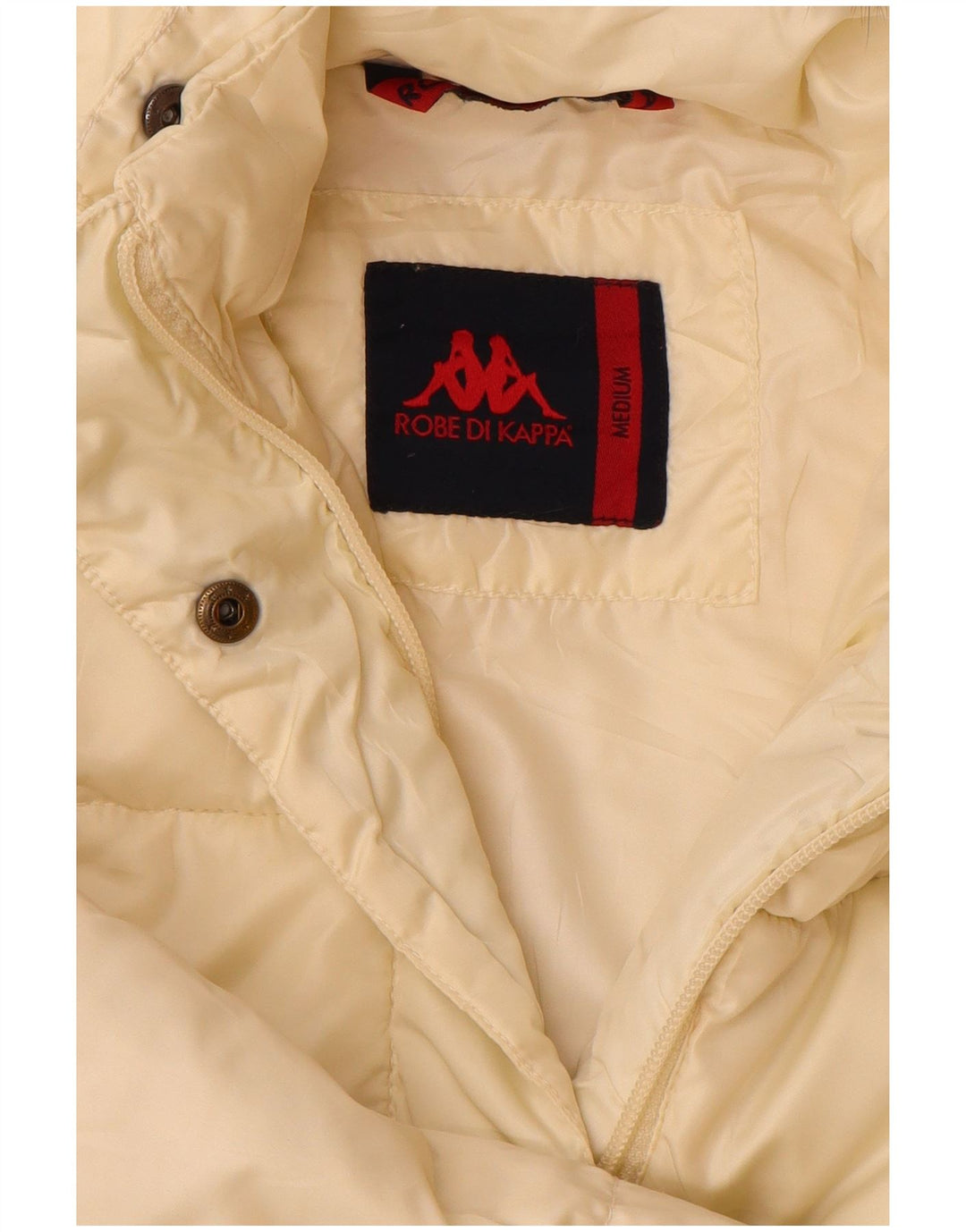 Kappa Womens Hooded Wattierter Mantel UK 12 Medium Off White Polyester