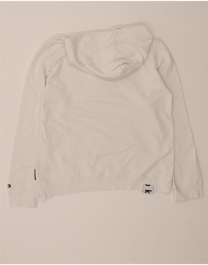 KHUJO Mens Graphic Hoodie Jumper Medium White Cotton Vintage KHUJO and Second-Hand KHUJO from Messina Hembry 