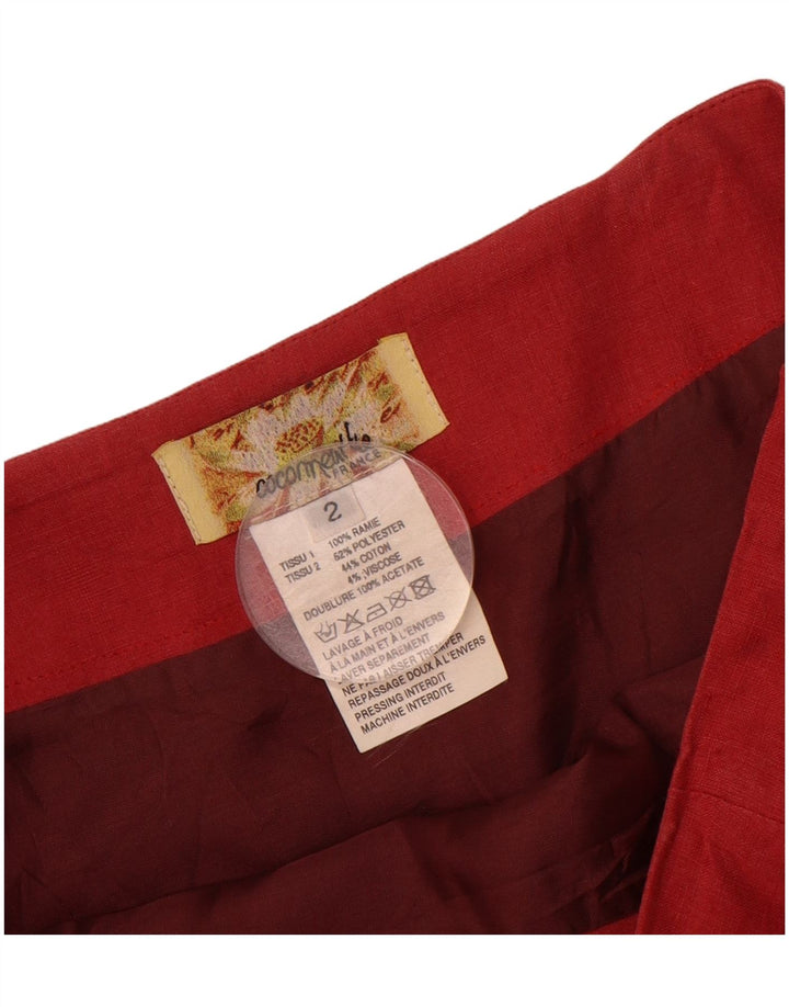 VINTAGE Womens High Waist Maxi Skirt US 2 XS W28  Red Patchwork Polyester