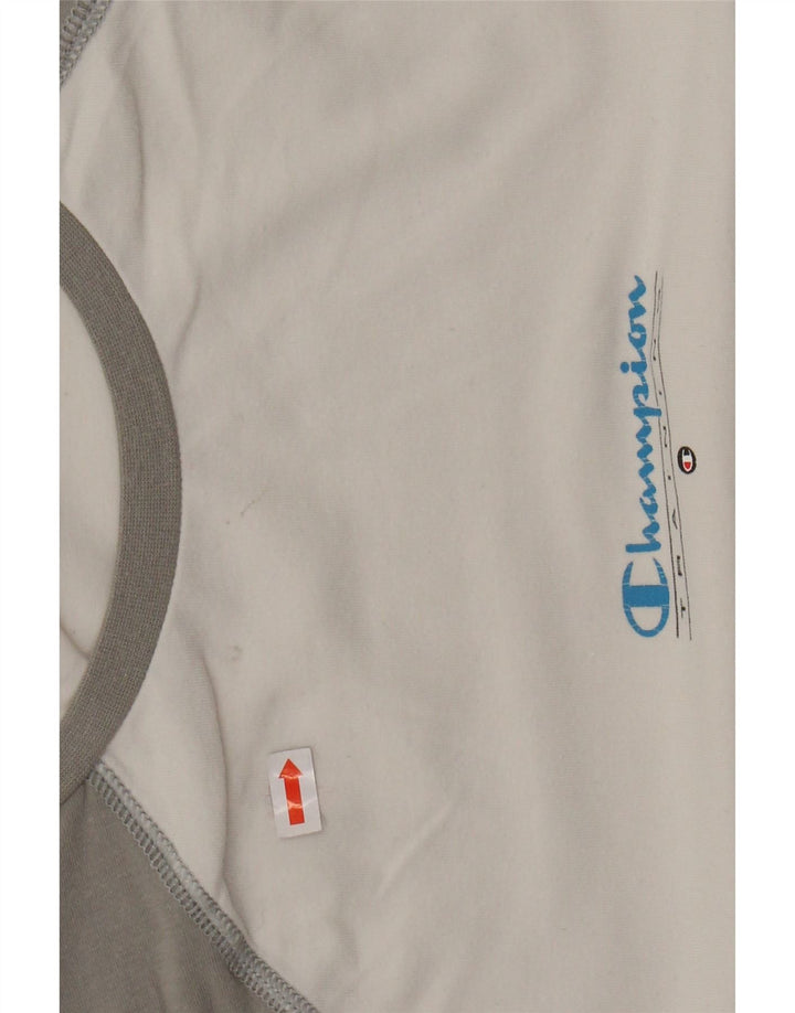 CHAMPION Damen T-Shirt Top UK 14 Large Weiß Colourblock