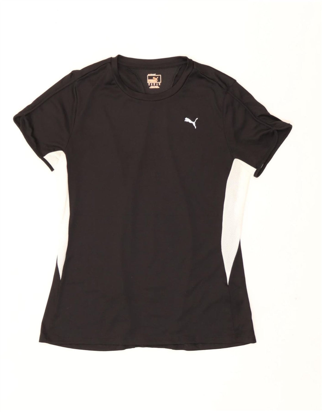 Puma Damen T-Shirt Top UK 12 Mittelschwarzes Colourblock-Polyester
