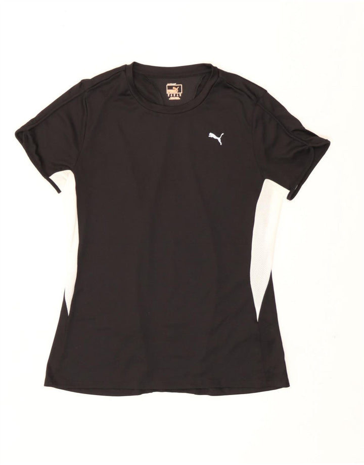 Puma Damen T-Shirt Top UK 12 Mittelschwarzes Colourblock-Polyester