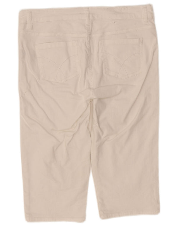 Crew Clothing Damen-Denim-Bermudashorts, UK 14, Größe L, W32, weiße Baumwolle