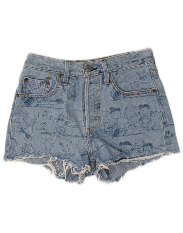 Levi's Damen Peanuts Graphic Denim Shorts W24 XS Blaue Baumwolle