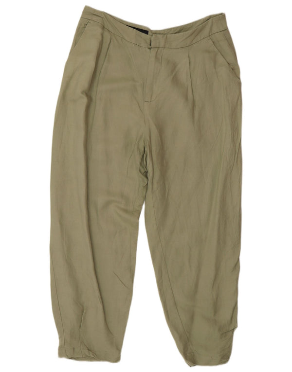 Zara Damen-Hose mit hoher Taille, lockere Passform, kurze Hose, mittelgroß, W28, L25, Grün