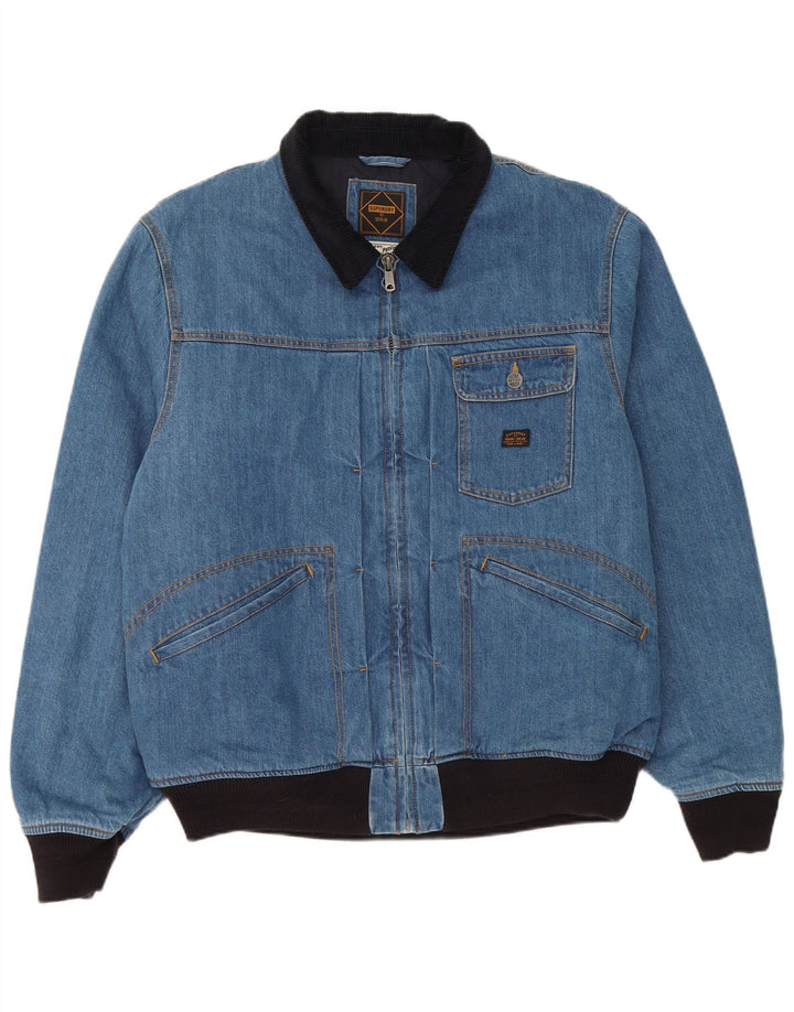 Superdry Herren Jeans-Bomberjacke, UK 44 2XL, blaue Baumwolle