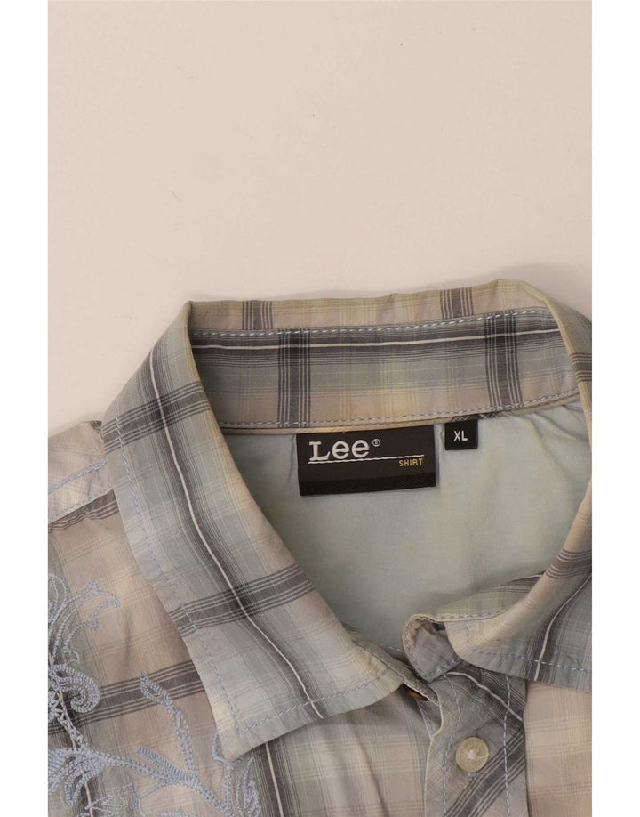 Lee Herren Kurzarmhemd XL Blau kariert