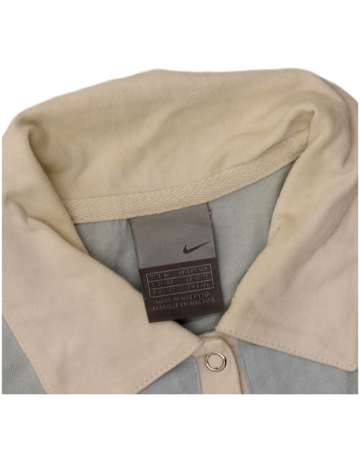 NIKE Damen-Poloshirt UK 10/12 Mittelblauer Farbblock