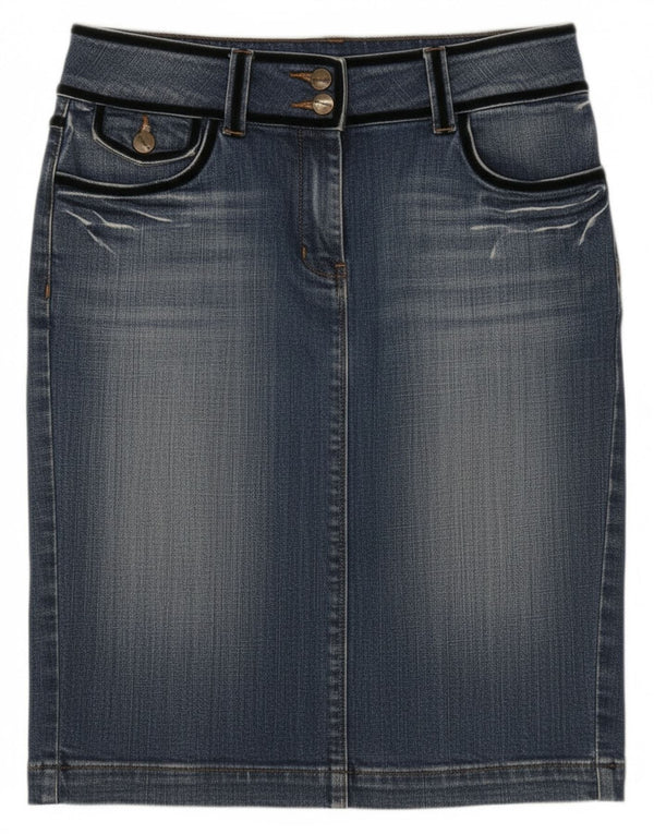 Karen Millen Damen-Jeansrock mit niedriger Taille, UK 10, Größe S, W30, Blau, Baumwolle