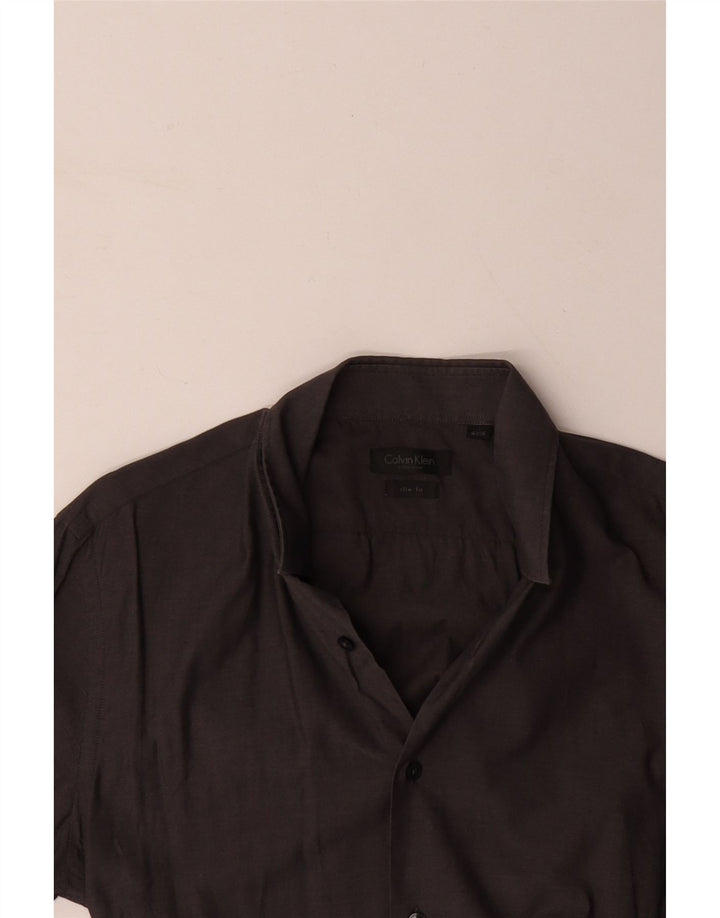 CALVIN KLEIN Herren Slim Fit Hemd Größe 41 16 Large Grau