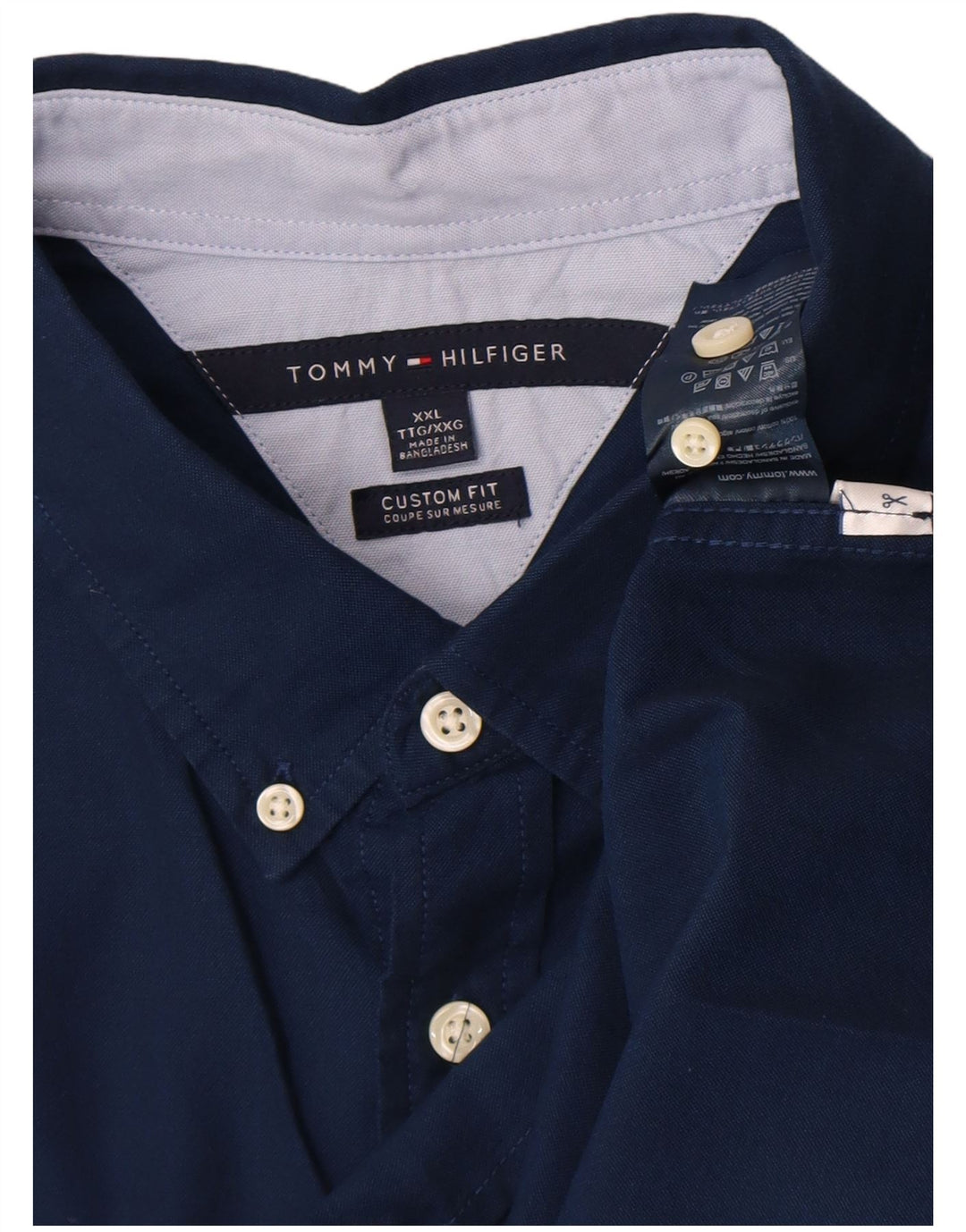 Tommy Hilfiger Herren Custom Fit Hemd 2XL Marineblau Baumwolle