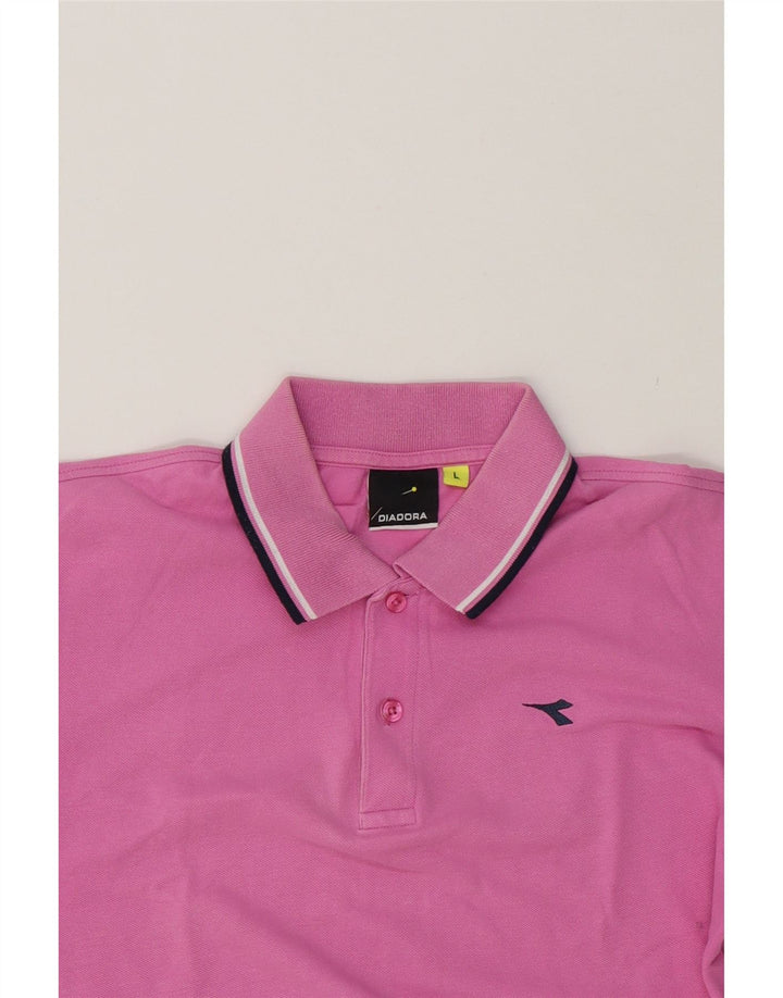 DIADORA Mens Polo Shirt Large Pink Cotton Vintage Diadora and Second-Hand Diadora from Messina Hembry 