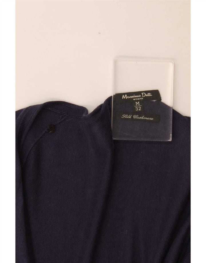 Massimo Dutti Damen-Cardigan-Pullover UK 12 Medium Navy Blue Silk