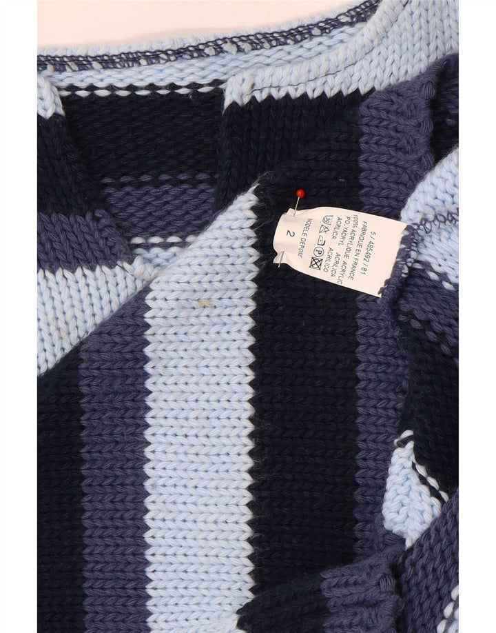 Vintage Damen V-Ausschnitt Pullover Pullover UK 12 Medium Bunt gestreift