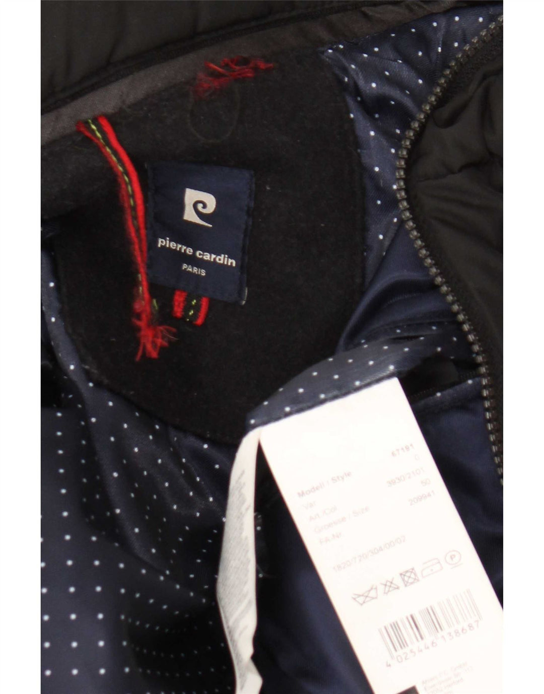 Pierre Cardin Herren-Windbreaker-Mantel IT 50, große marineblaue Wolle