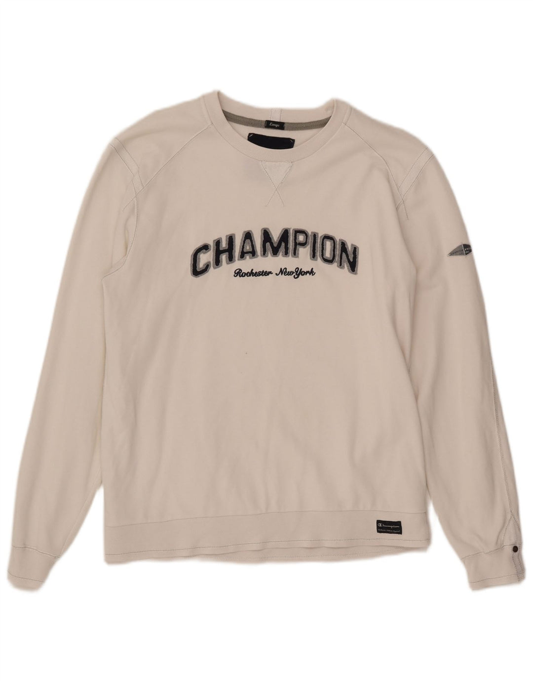 CHAMPION Herren-Sweatshirt mit Grafik, Größe L, Weiß