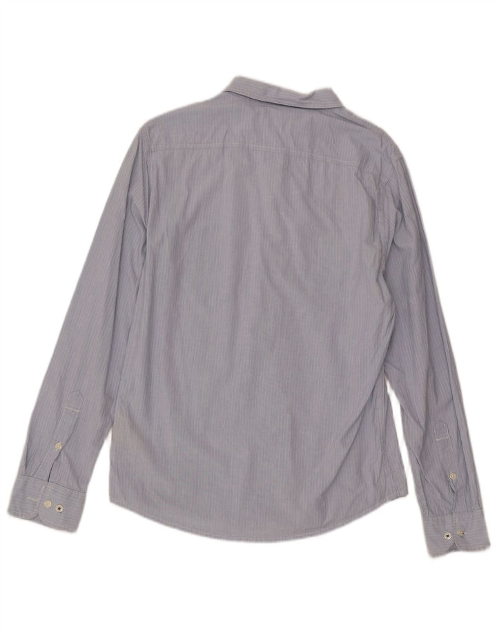Lee Herren Slim-Fit-Hemd aus mittelblauer Nadelstreifen-Baumwolle