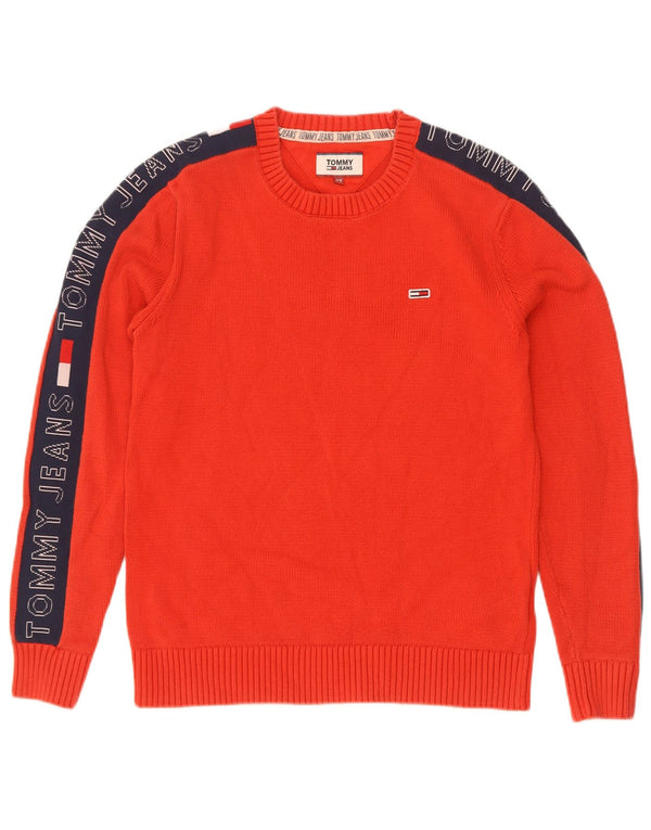 Tommy Hilfiger Herren-Pullover mit grafischem Rundhalsausschnitt, XS, rote Baumwolle