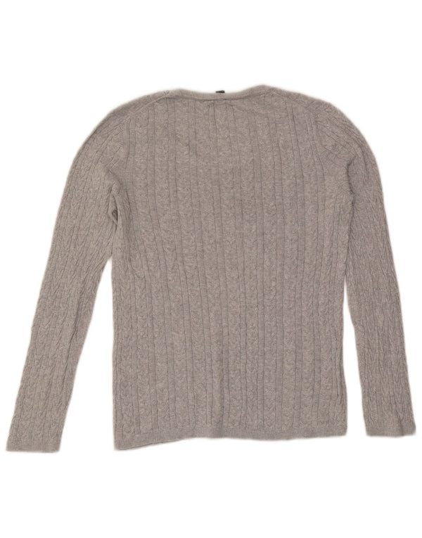 Tommy Hilfiger Damen-Pullover mit U-Boot-Ausschnitt, UK 12, Mittelgrau meliert
