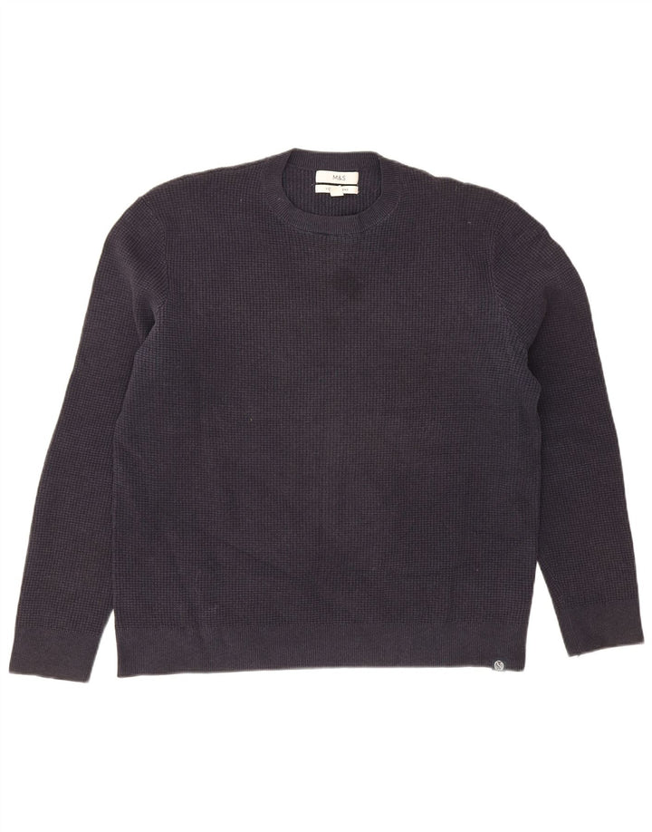 Marks & Spencer Herren-Pullover mit Rundhalsausschnitt, groß, marineblau, Polyester