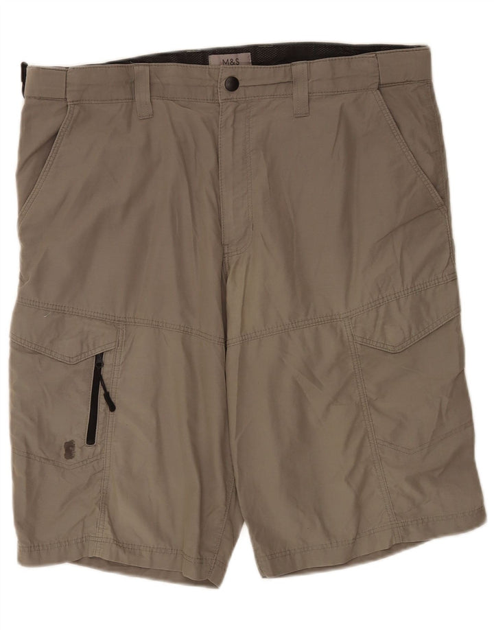 Marks & Spencer Herren Cargoshorts W36 Large Grau Baumwolle