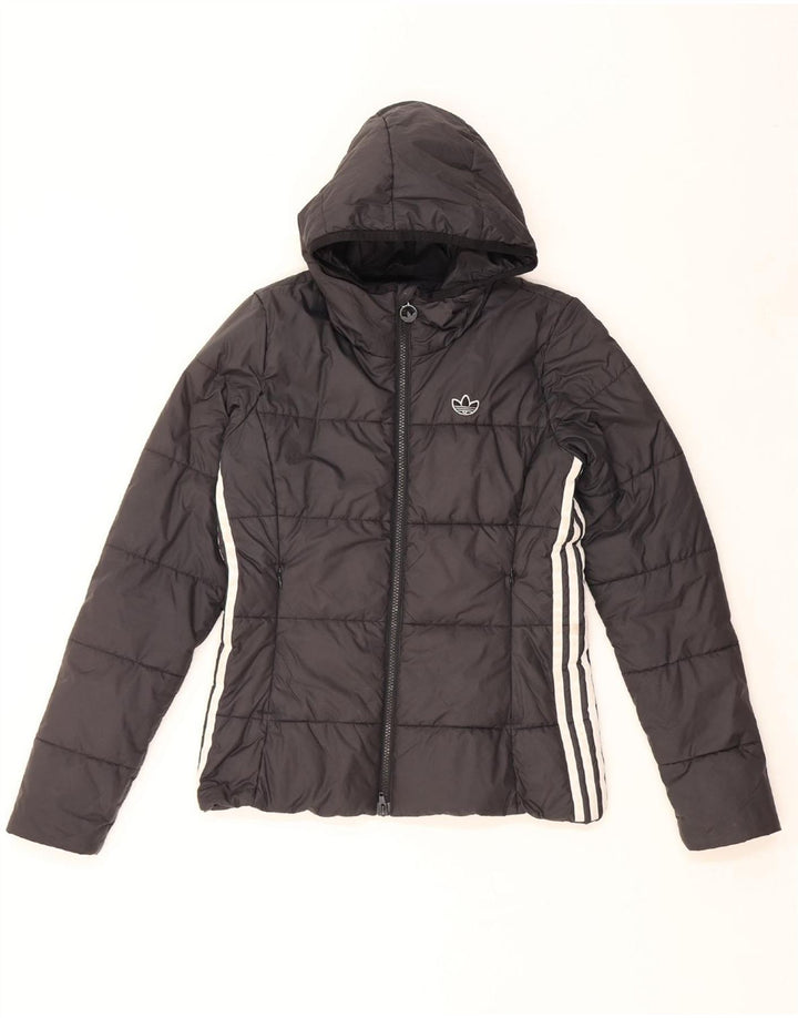 ADIDAS Wattierte Damenjacke mit Kapuze, UK 8, Größe S, Schwarz, Polyester