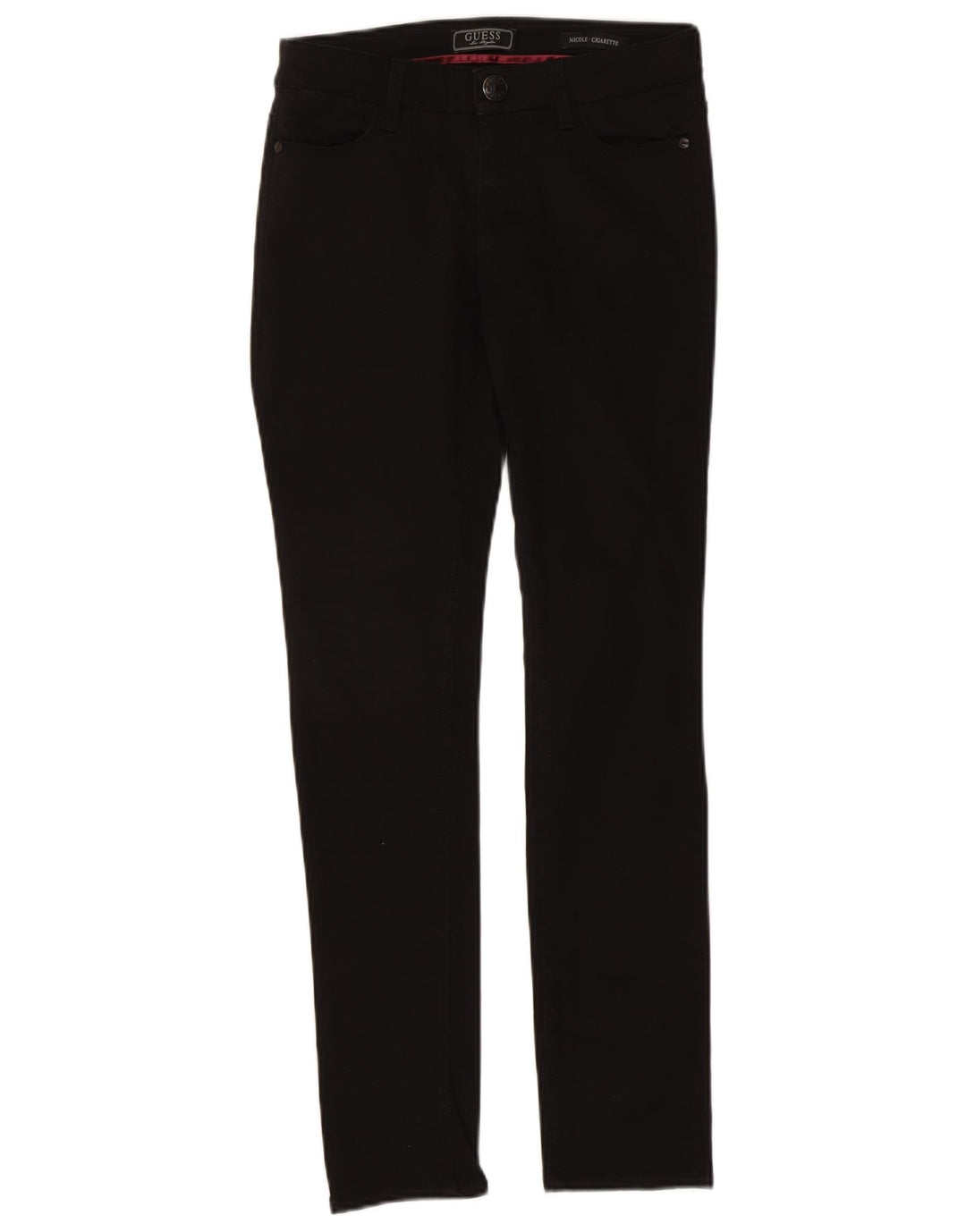 Guess Damen Cigarette Slim Jeans W27 L30 Schwarze Baumwolle