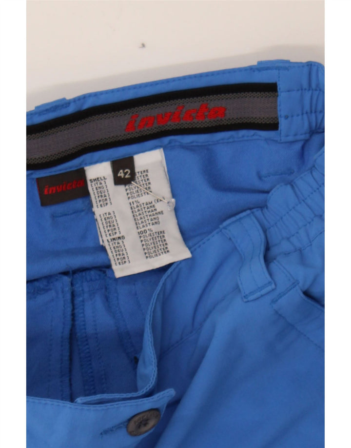 INVICTA Womens Slim Cargo Trousers IT 42 Medium W32 L30 Blue Polyester Vintage Invicta and Second-Hand Invicta from Messina Hembry 
