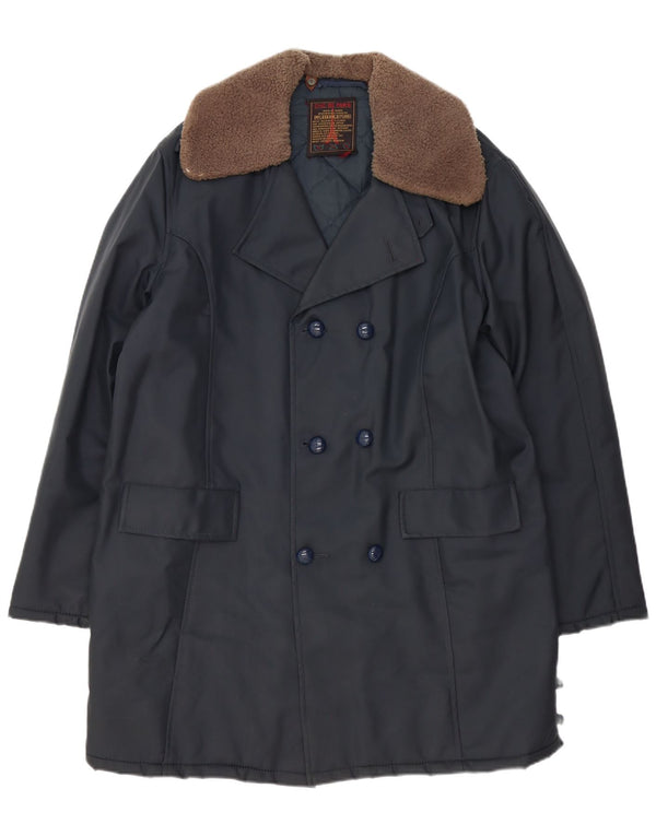 Schicker zweireihiger Herrenmantel UK 42 XL Marineblau