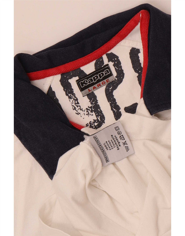 Kappa Herren-Poloshirt mit Grafik, groß, weiße Farbblock-Baumwolle