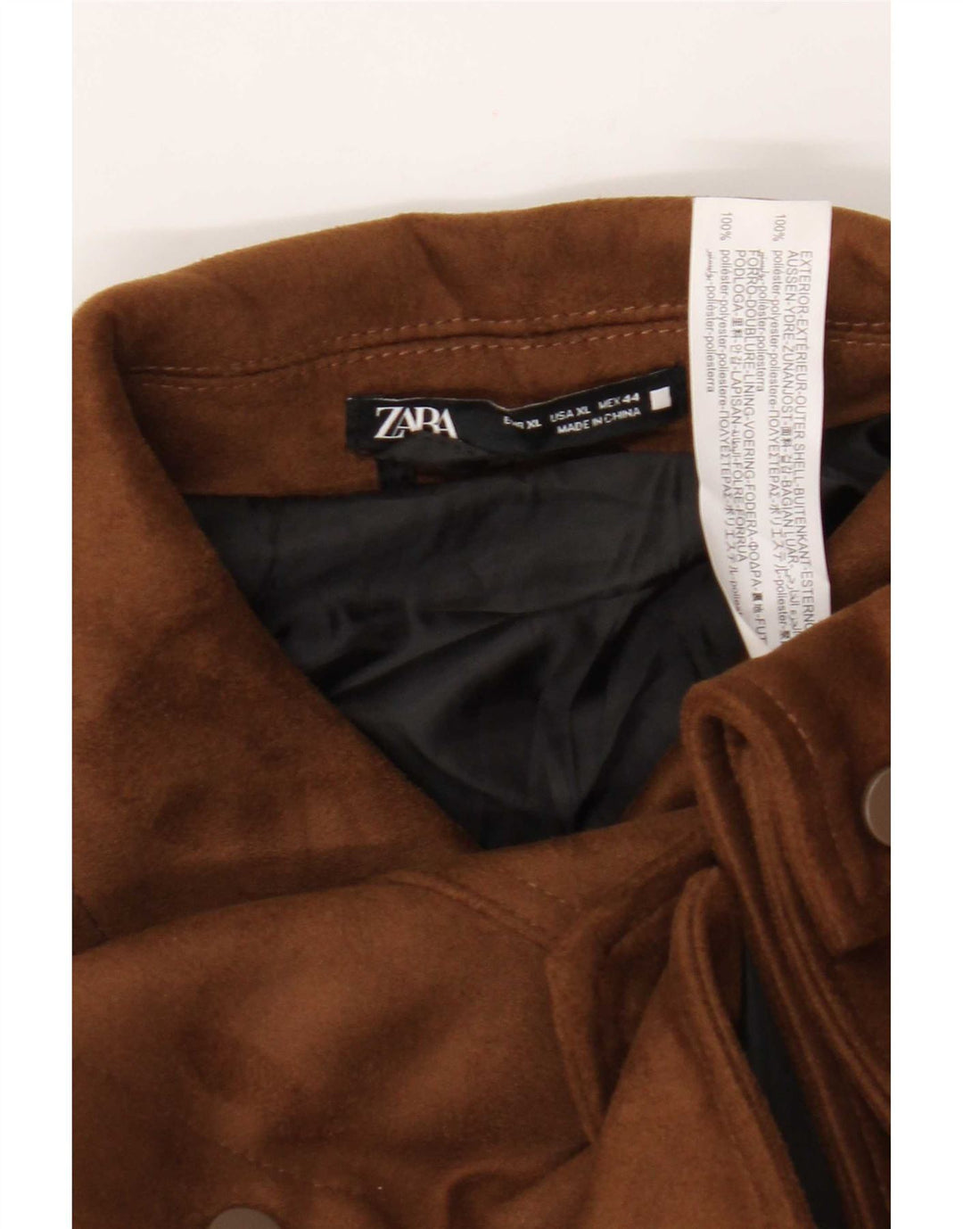 Zara Herren-Bomberjacke aus Wildlederimitat, UK 42, XL, Beige, Polyester