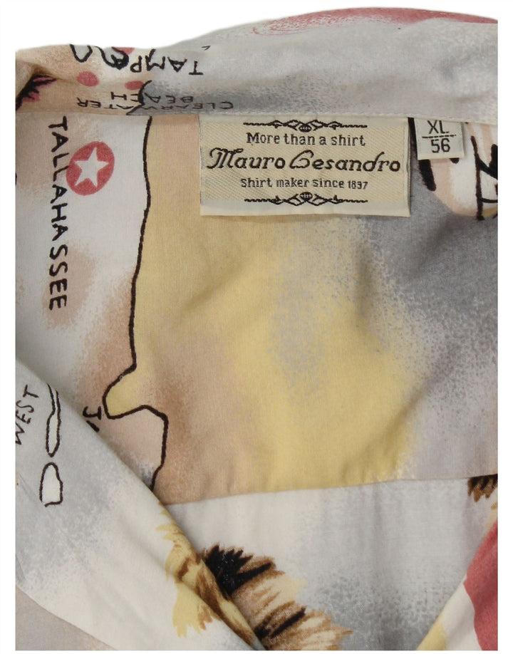 MAURO GESANDRO Herren-Hemd mit abstraktem Muster, kurzärmelig, XL, mehrfarbig