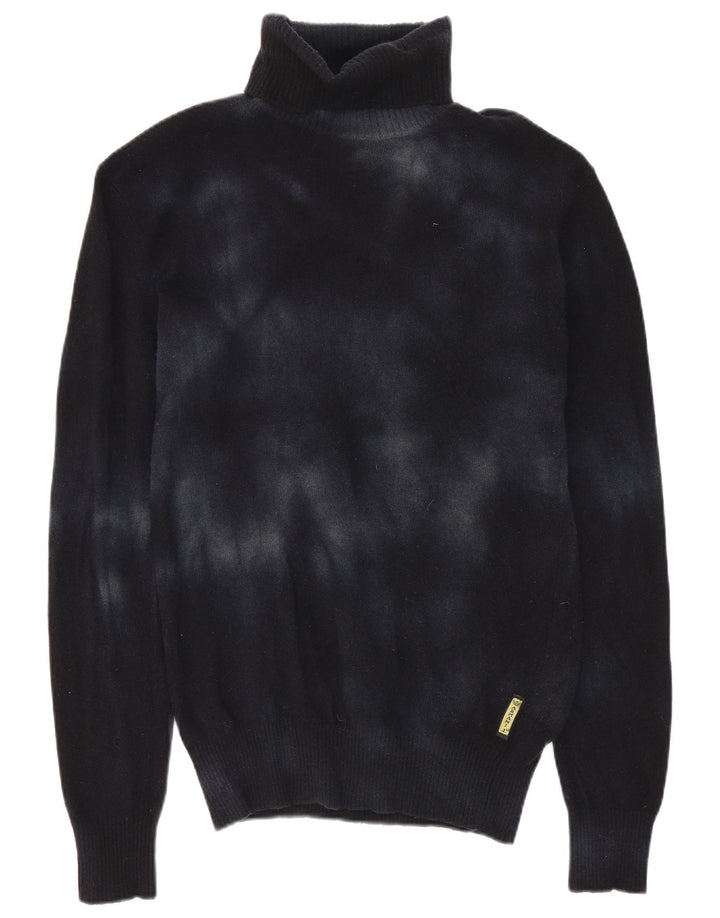 Armani Jeans Damen-Pullover mit Rollkragen, Gr. 10, Größe S, Marineblau, Batikfärbung