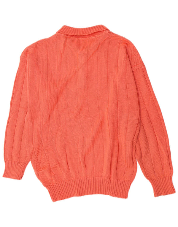 Vintage Herren Rollkragenpullover Pullover Klein Orange Argyle/Diamant