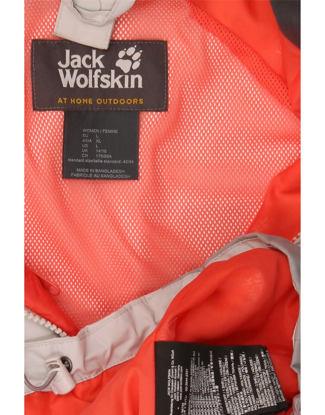 JACK WOLFSKIN Damen Windjacke UK 14/16 Large Grau Colourblock