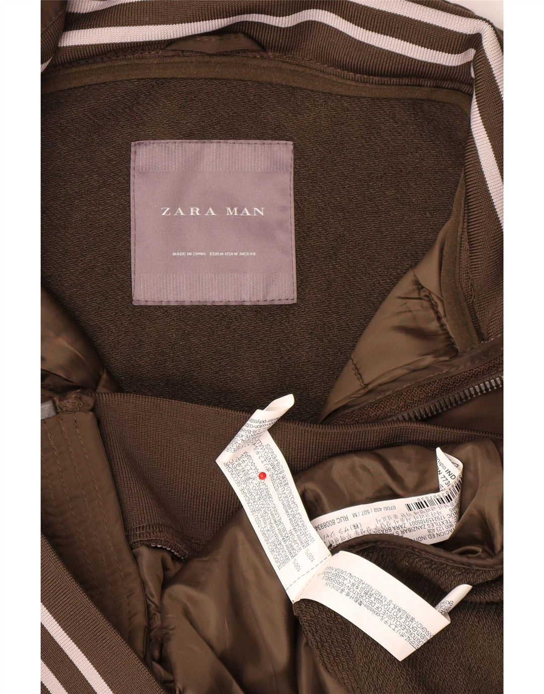 Zara Herren-Trainingsanzug-Oberteil, Mittelkhakifarbenes Farbblock-Polyester