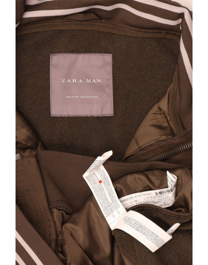 Zara Herren-Trainingsanzug-Oberteil, Mittelkhakifarbenes Farbblock-Polyester