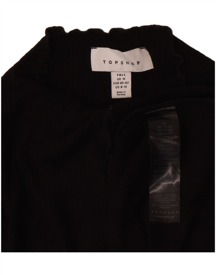 Topshop Womens Tall Crop Top Langarm UK 12 Mittelschwarze Viskose