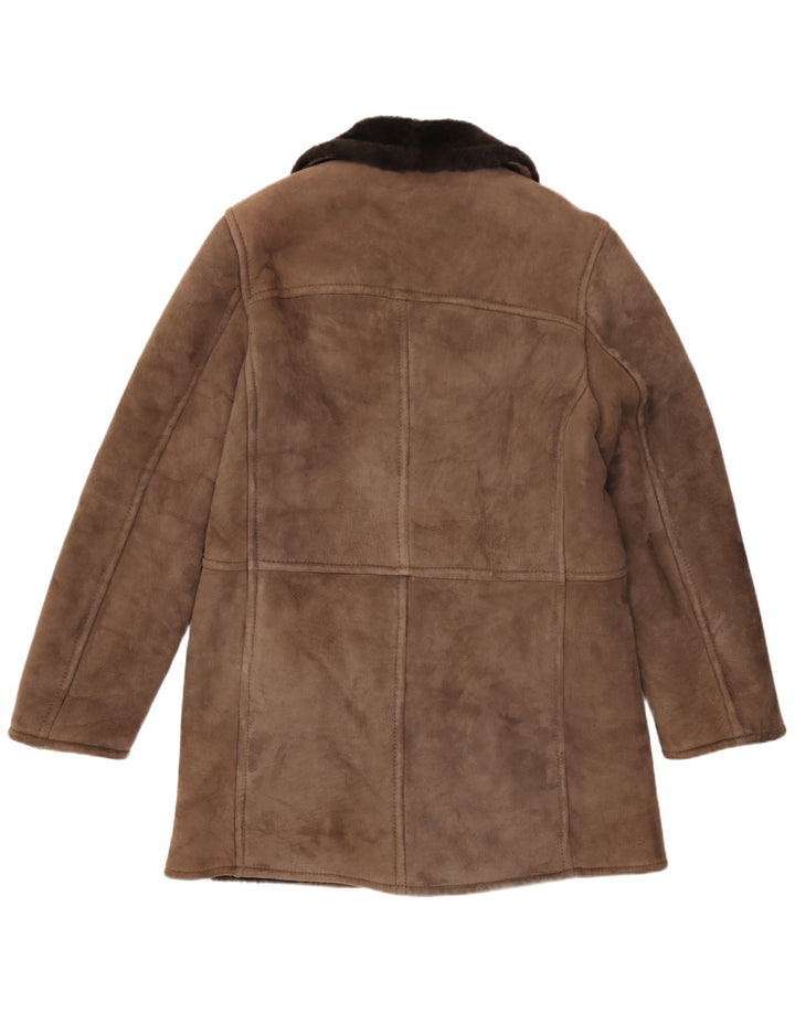 Scout Herren Shearling Zweireihiger Mantel UK 38 Mittelbraunes Shearling