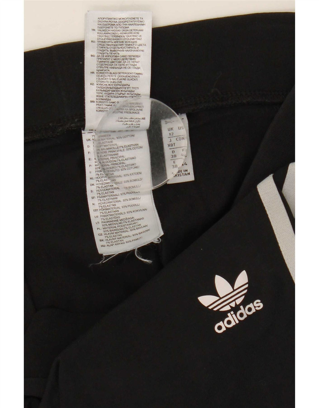 Adidas Damen Leggings UK 12 Medium Schwarz Baumwolle