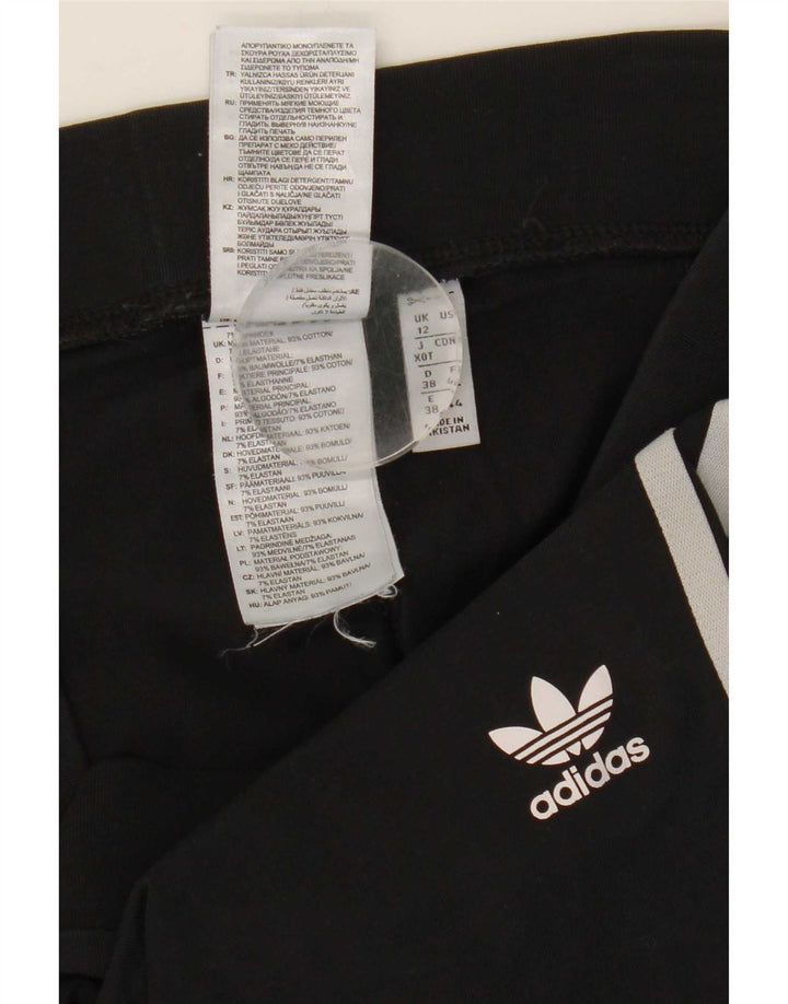 Adidas Damen Leggings UK 12 Medium Schwarz Baumwolle