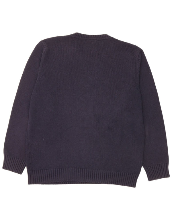 Lacoste Herren-Pullover mit Rundhalsausschnitt, Größe 5, groß, marineblaue Baumwolle
