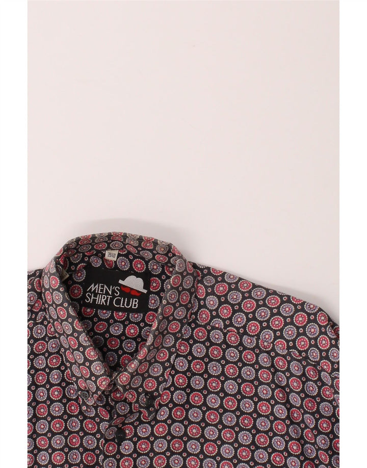 VINTAGE Mens Abstract Pattern Shirt Size 39/40 Medium Grey Cotton Vintage Vintage and Second-Hand Vintage from Messina Hembry 